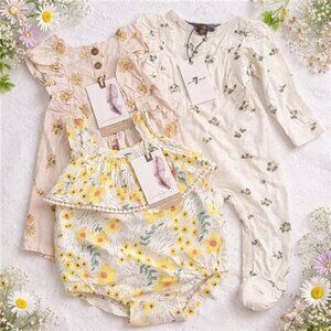 Jessica Simpson 7 For All Mankind Baby Romper Jumpsuit Bundle 0–3 Months Floral